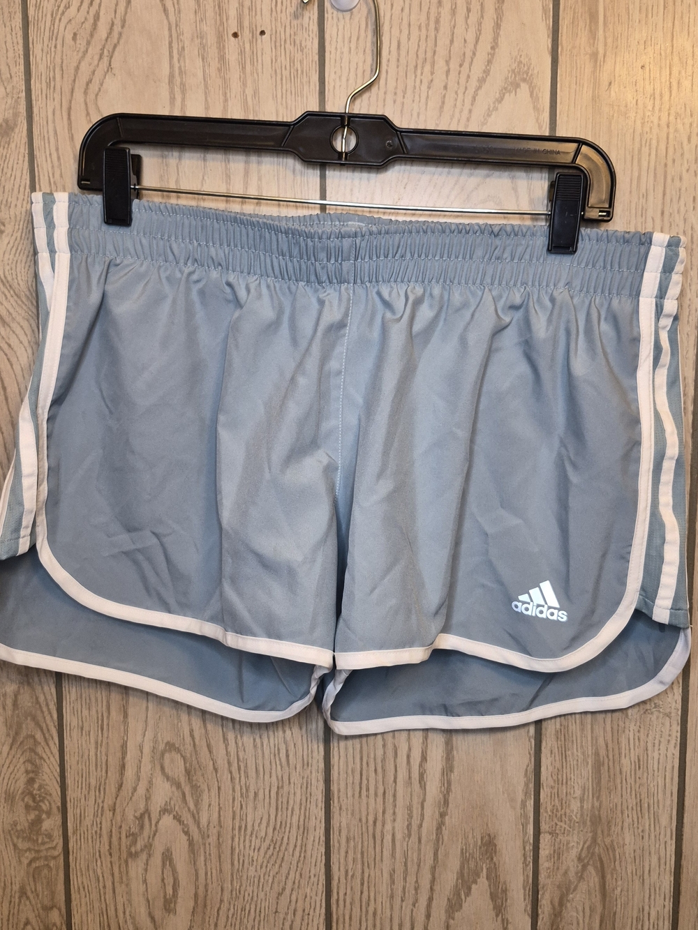 adidas Women's Sky Blue Athletic Shorts with White Trim